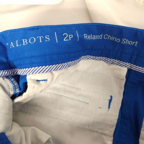 Talbots Womens 2P Petite 31x6 Blue Flat Front Relaxed Fit Chino Khaki Shorts - Picture 3 of 7